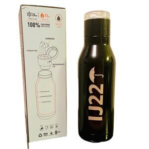 H2 Audio! Water Bottle with Earbuds stored in cap